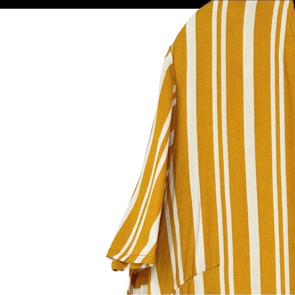 Xhilaration Women’s Short Sleeve Striped Faux Wrap Midi Dress Amber Size XL - Picture 3 of 11